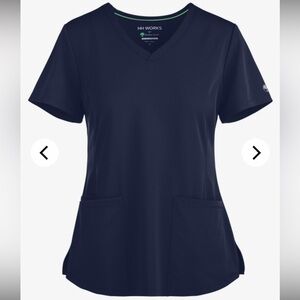 HH Works Healing Hands Monica Women's 4-Pocket V-Neck Scrub Top size XS Navy NEW